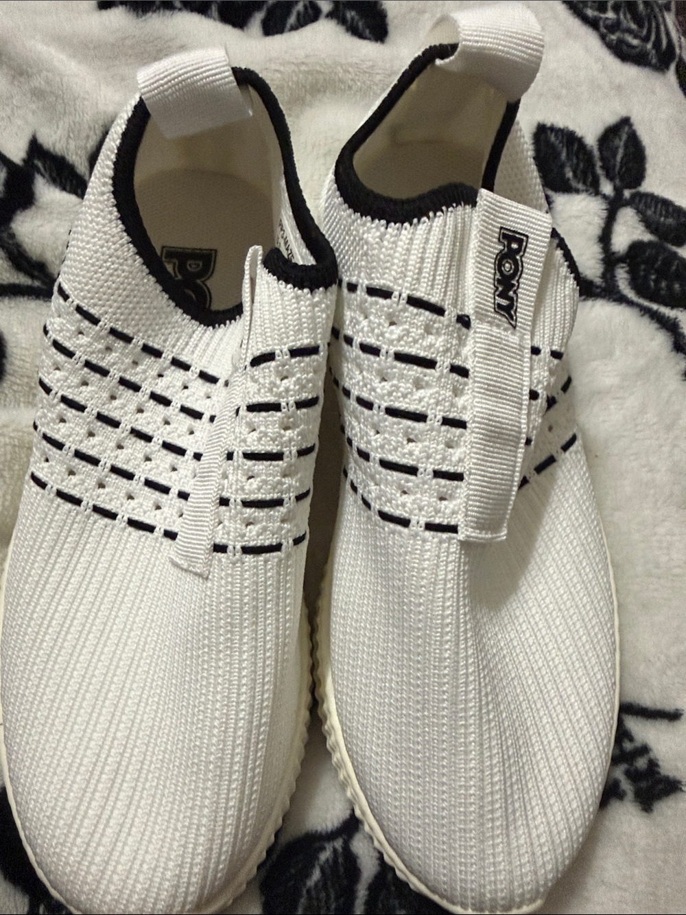 Pony Slip-On Knit Sneakers in White
